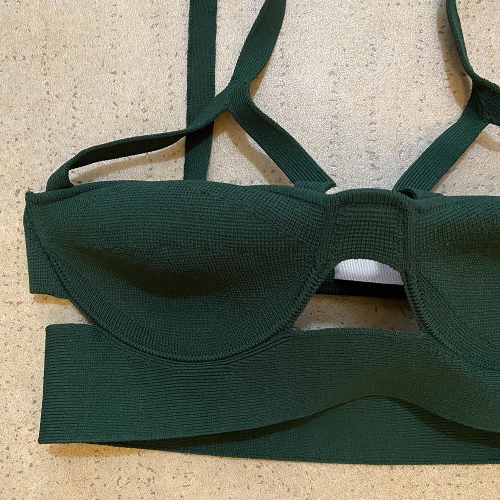 KHAITE Cage Strappy Crop Top Bralette Bustier in Green - Picture 4 of 6